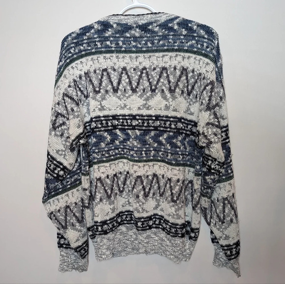 Vintage Madison Crew Neck Knit Zigzag Pattern Sweater Mens Large Unisex - Picture 2 of 8